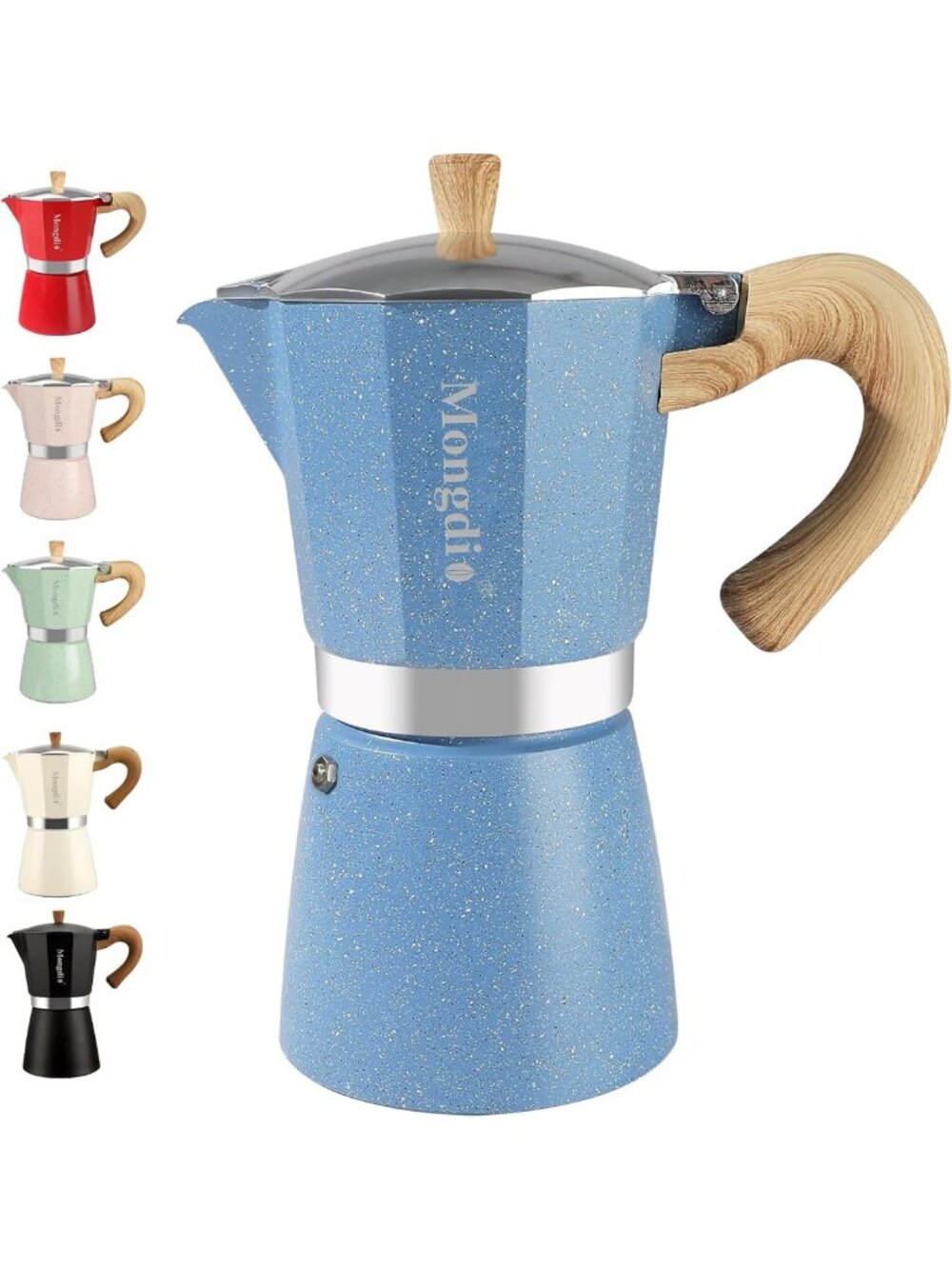 Stovetop Espresso Maker Moka Pot - Cuban Coffee Brewer, 12 Cups, 20 oz - Blue